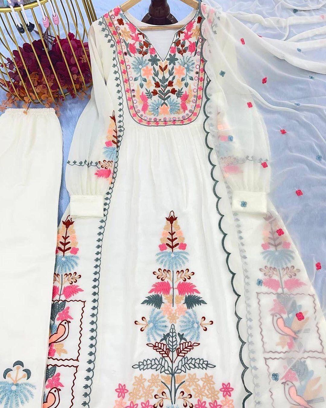 Fascinating Off-White Color Cotton Base Punjabi Style Suit
