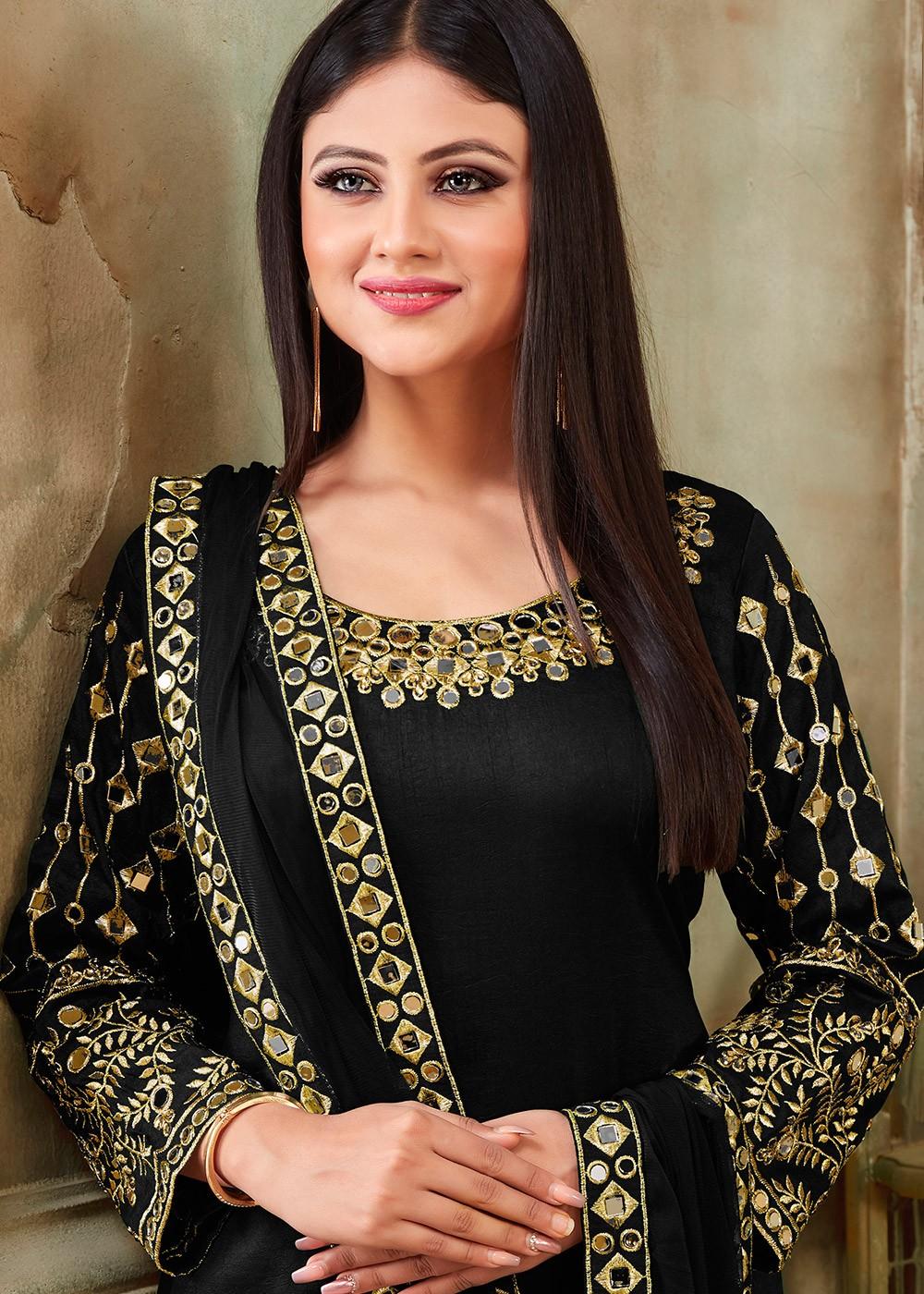 Black punjabi suit clearance design