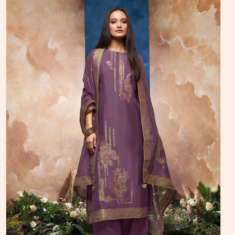 Ganga SHILOH Pure Silk Suit Set PURPLE 2 jpeg