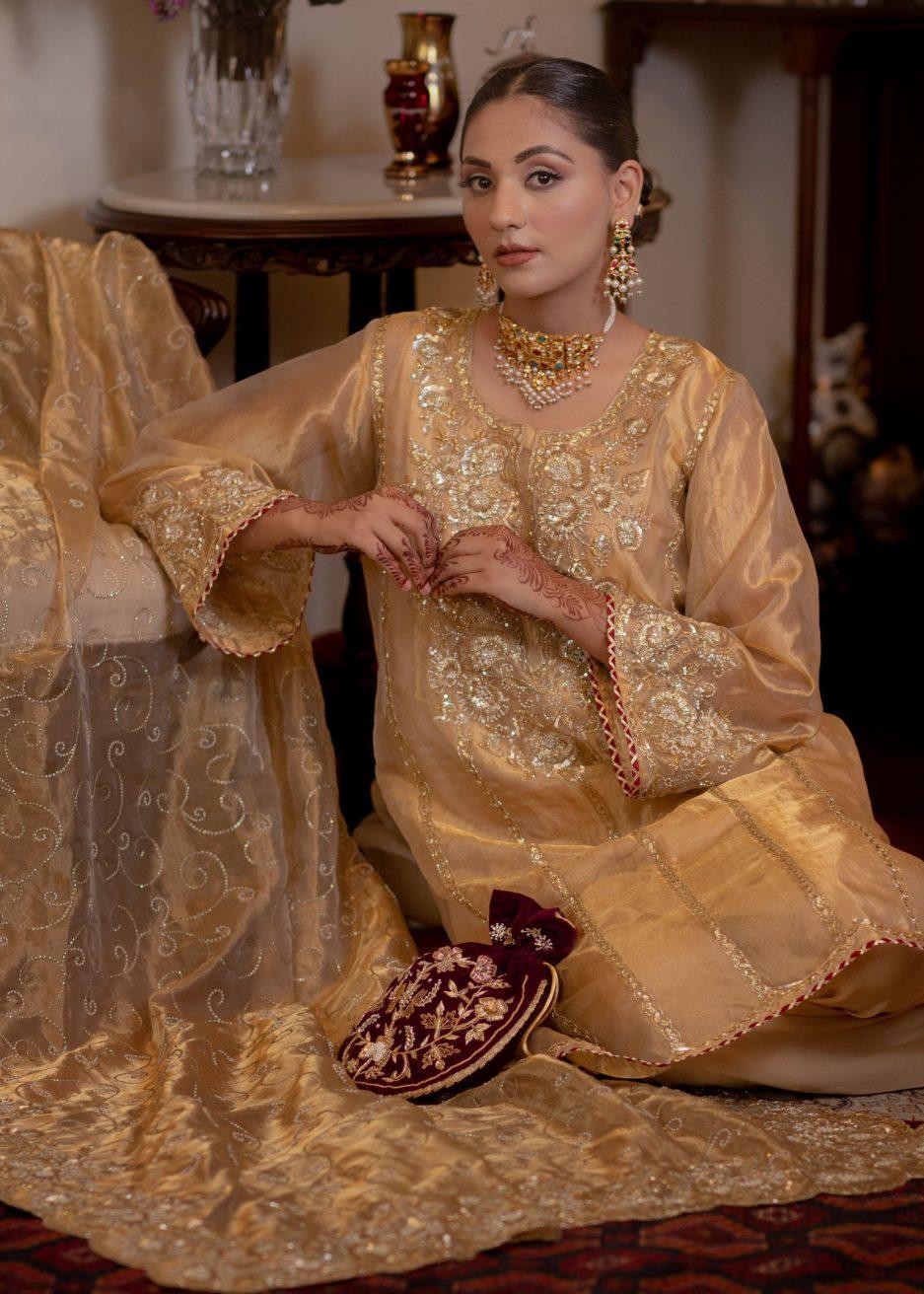 Buy Golden Heavy Designer Embroidered Organza Straight Suit | Straight  Salwar Suits