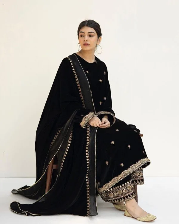 Black Velvet Suit | Winter Suit For Ladies