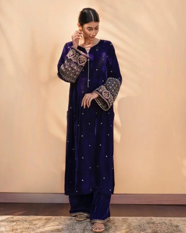 Purple Velvet Suit | Winter Suits For Ladies