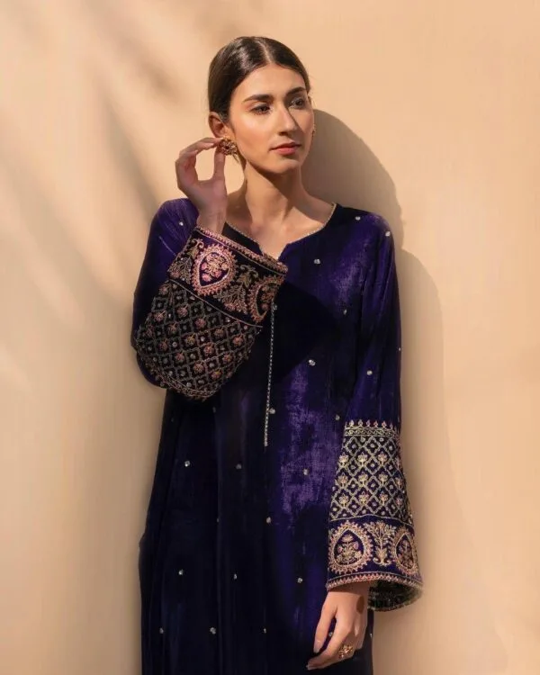 Purple Velvet Suit | Winter Suits For Ladies