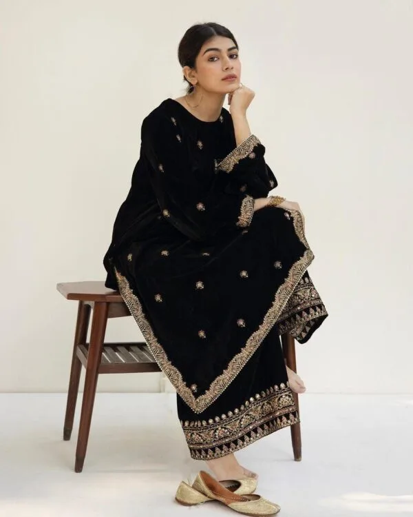 Black Velvet Suit | Winter Suit For Ladies