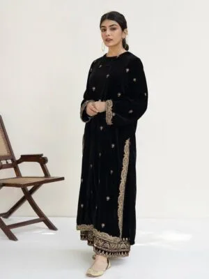 Black Velvet Suit | Winter Suit For Ladies
