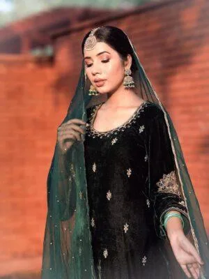 Designer Salwar Suits For Wedding Party | Velvet Green
