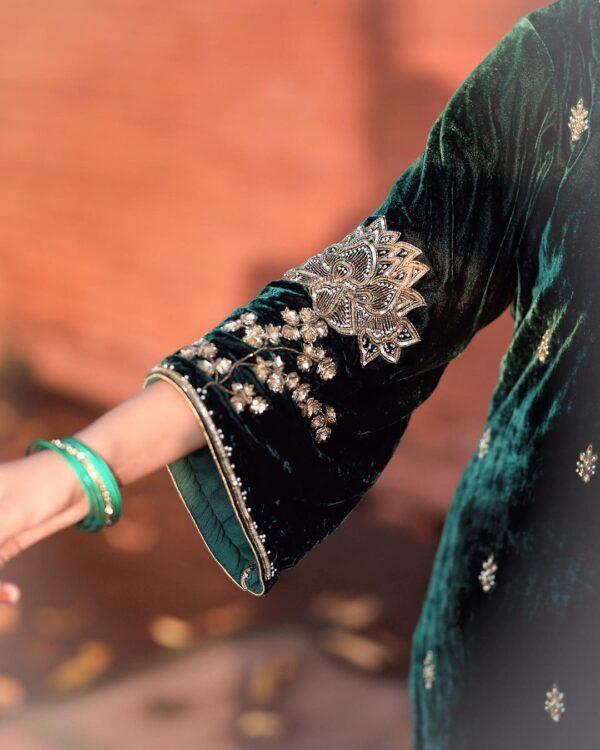 Designer Salwar Suits For Wedding Party | Velvet Green