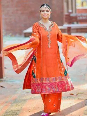 Designer Salwar Suits For Wedding Party | Orange