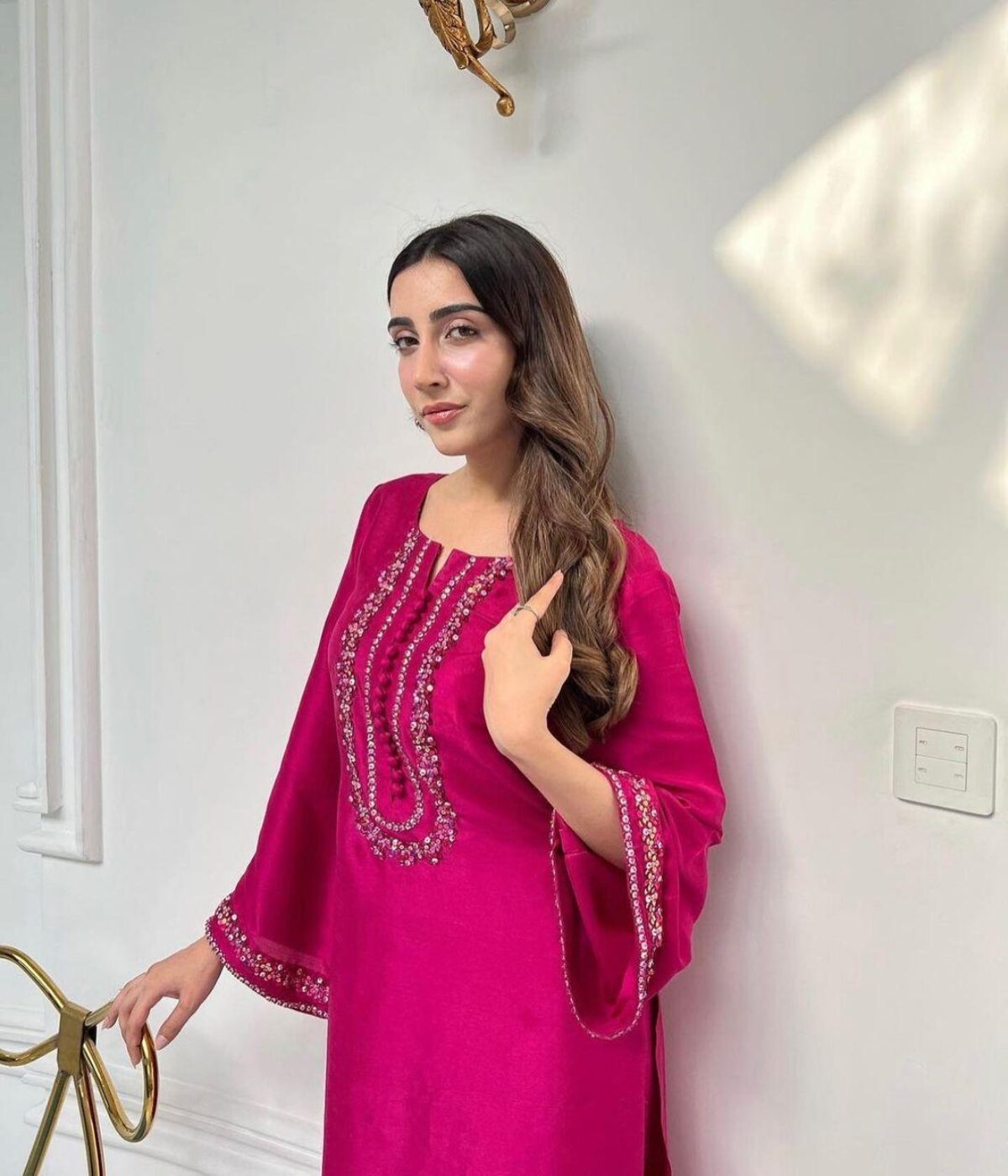 Party Wear Punjabi Suit Design Handwork Pink Online Fashion