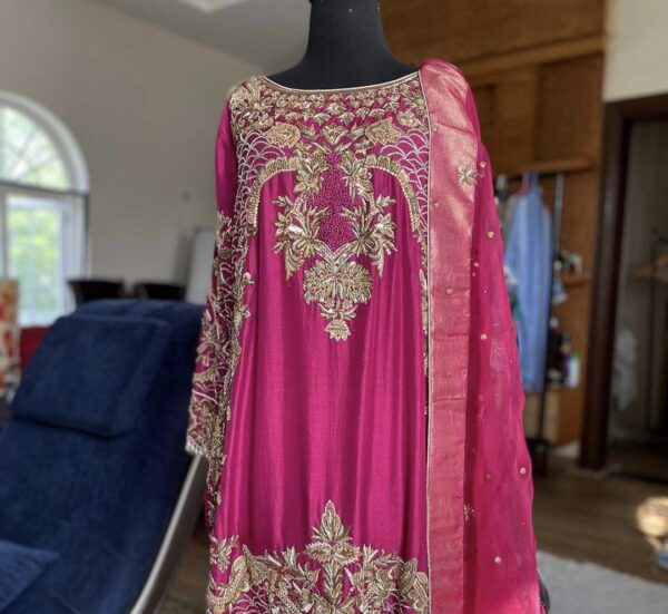 Punjabi Wedding Outfit | Punjabi Suit Design | Pink Handwork