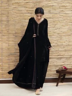 Velvet Suits For Women | Black Punjabi Suit