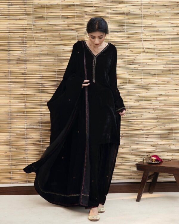Velvet Suits For Women | Black Punjabi Suit