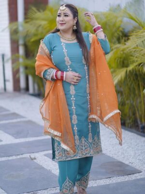 Punjabi Designer Suit Royal Blue