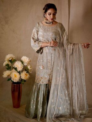 Punjabi Designer Suit Royal Silver