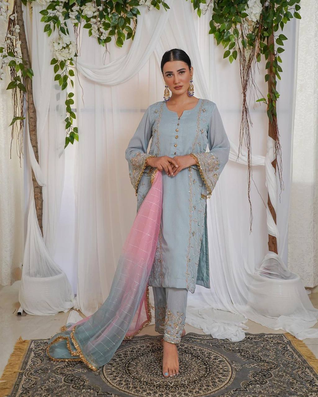 Punjabi Suit New Design Light Blue Colour Salwar Kameez