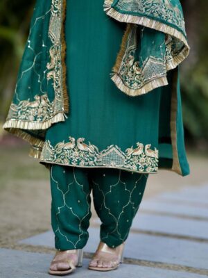 Hand Embroidery Suit Design Green