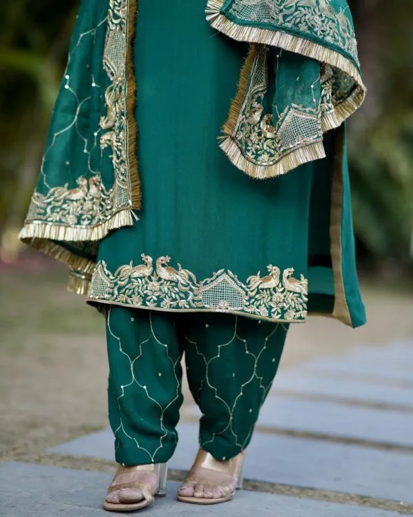 Hand Embroidery Suit Design Green