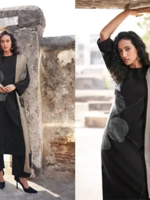 Omtex suits Husnara Muslin silk suits for women | Black