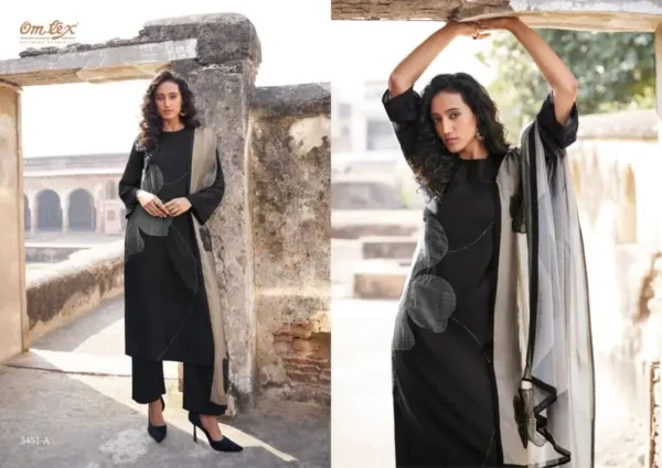 Omtex suits Husnara Muslin silk suits for women | Black