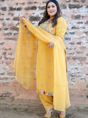 Latest Punjabi Suit Design 2024 Yellow