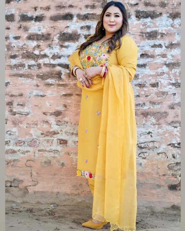 Latest Punjabi Suit Design 2024 Yellow