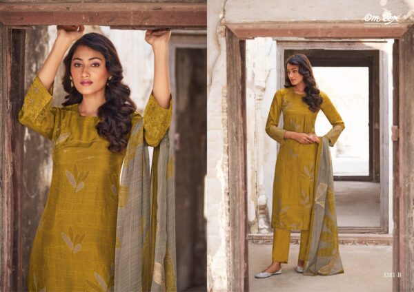 Omtex anmoli pure Silk suits with embroidery | yellow