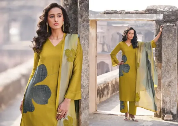 Omtex suits Husnara Muslin silk suits for women | Green