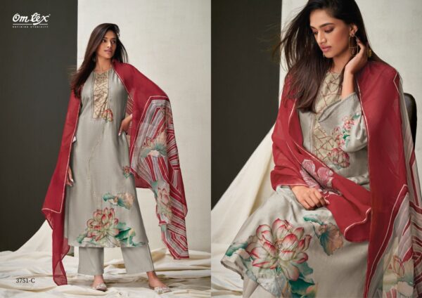 Omtex sur pure silk suits for women | grey