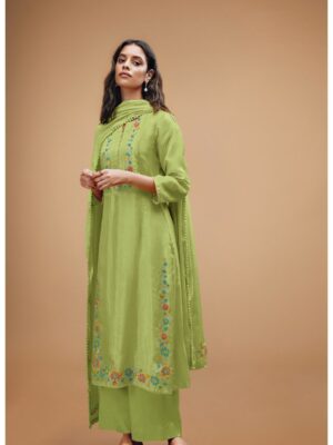Ganga Kashvi pure silk suit green