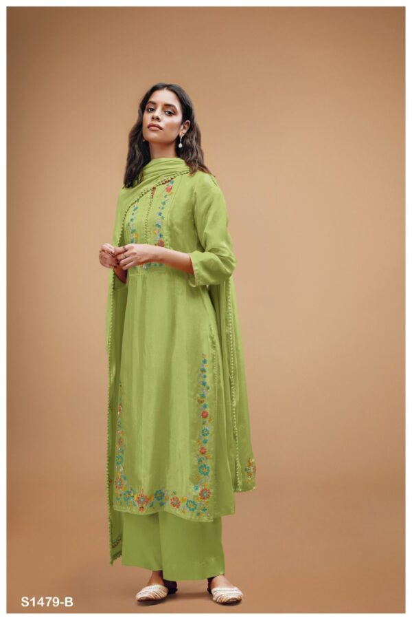 Ganga Kashvi pure silk suit green