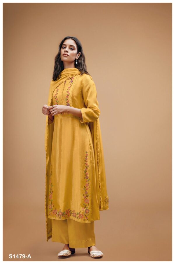 Ganga Kashvi pure silk suit yellow