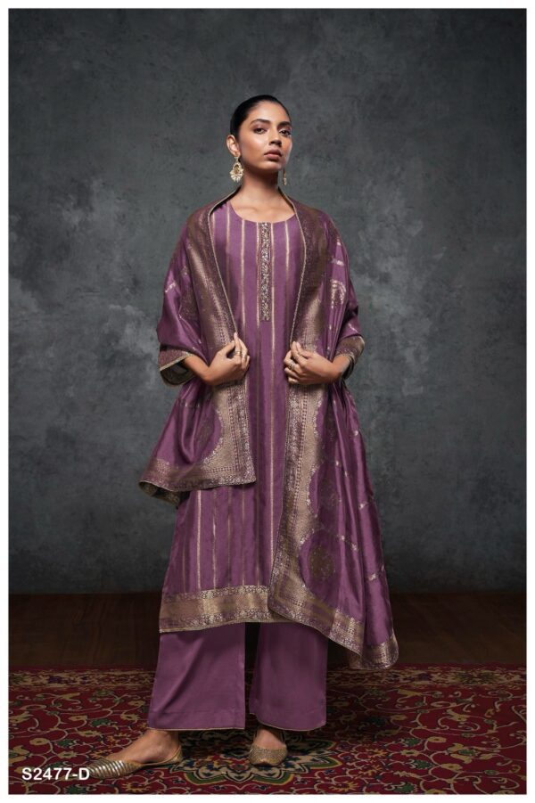 Ganga Tamyra Banarasi Silk salwar Suit with Heavy Organza Duppata | Purple Suit for Women