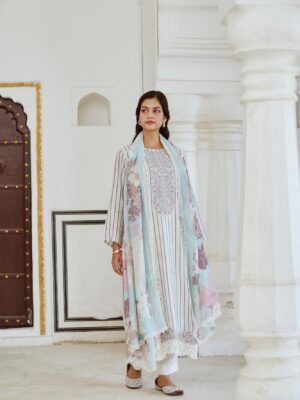 Latest Naariti Silk Suits Catalog | Unstitched Dress Material White