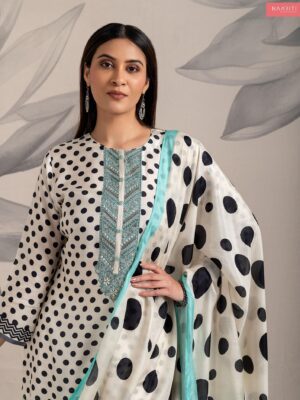 Naariti Aboli masline silk suits | White