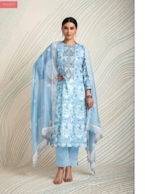 Naariti Ahana linen cotton suits blue