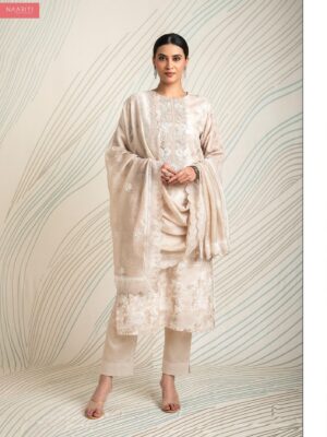 Naariti Ahana linen cotton suits white