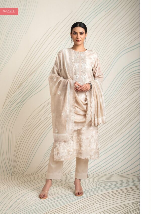 Naariti Ahana linen cotton suits white
