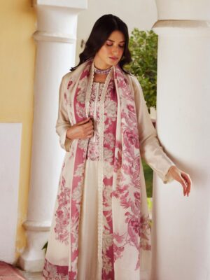 Naariti Fanzy designer muslin silk suit with embroidery | white