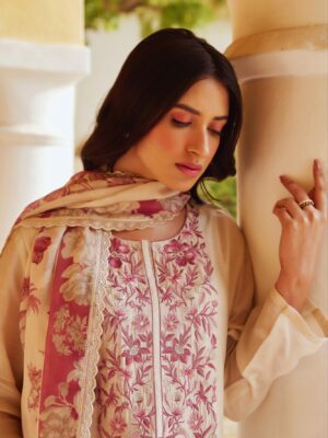 Naariti Fanzy designer muslin silk suit with embroidery | white