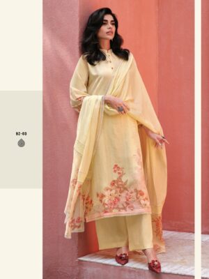 Varsha Breeze Pure Linen Cotton Suits For Ladies | Yellow