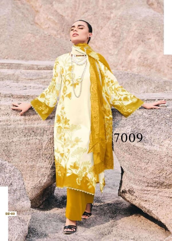 Varsha Daze cotton linen printed suits with embroidery | White