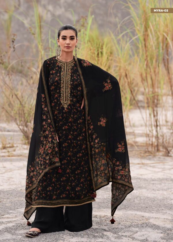 Varsha Myra: Black Designer Salwar Suits (Silk)