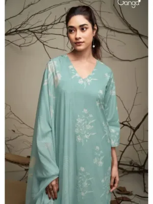 Ganga Clover Cotton Printed Suits Online-Blue