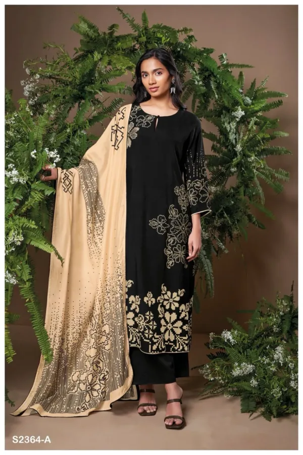 Ganga Cordelia Silk Suits for Ladies | Black-Ganga Fashion
