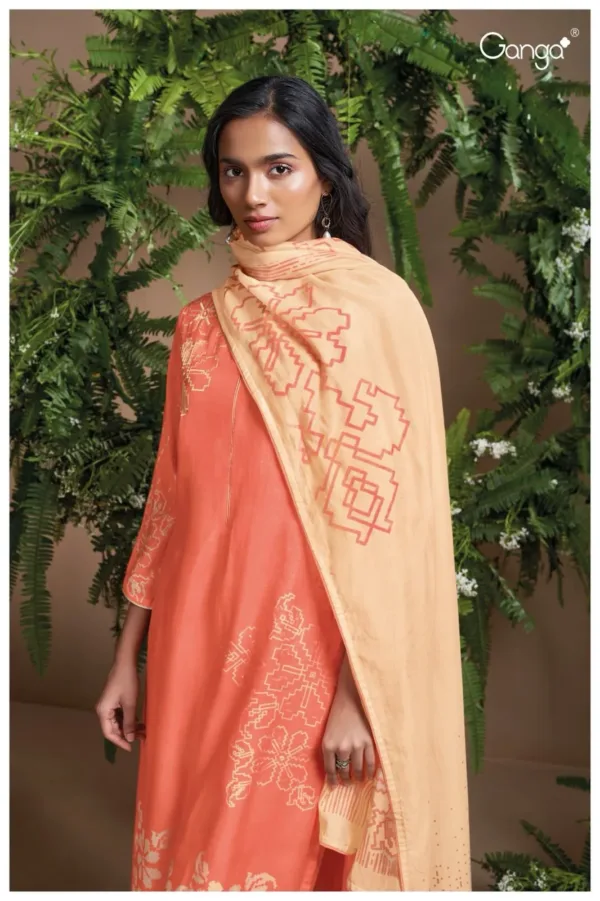 Ganga Cordelia Silk Suits for Ladies Orange-Ganga Fashion