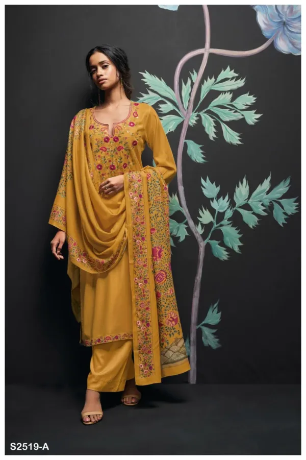 Ganga Jovita Cotton Printed Suits Golden | Ganga Fashions : Latest Suits