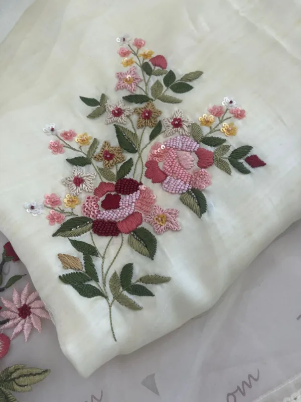 Hand Embroidery Premium Silk Suits for Women | Off White