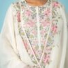 Naariti Aaqib cotton suit material | White pink