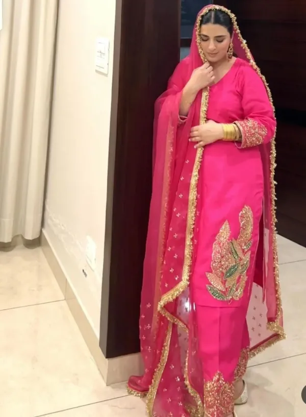 Punjabi Dress for Women Partywear Hot Pink