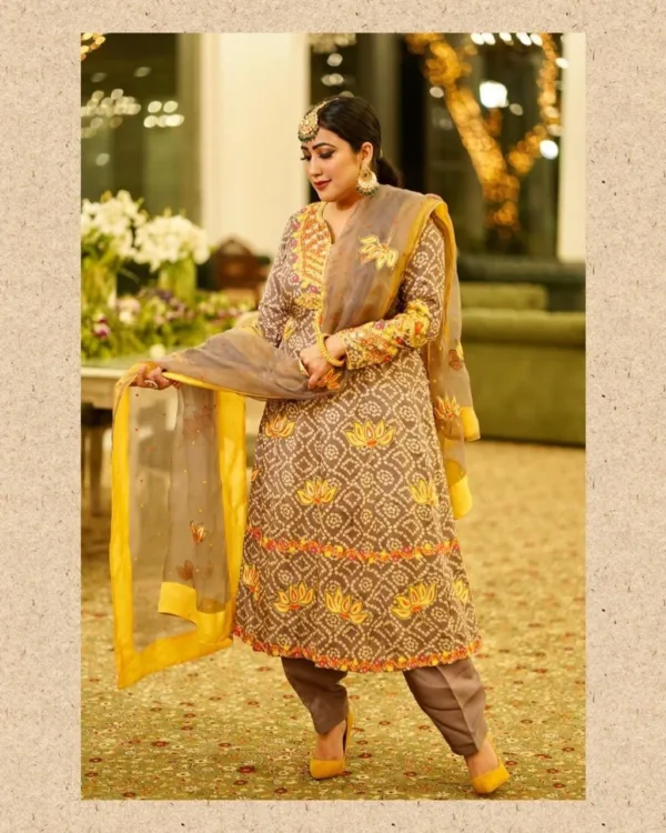 Marriage Punjabi Suit Brown